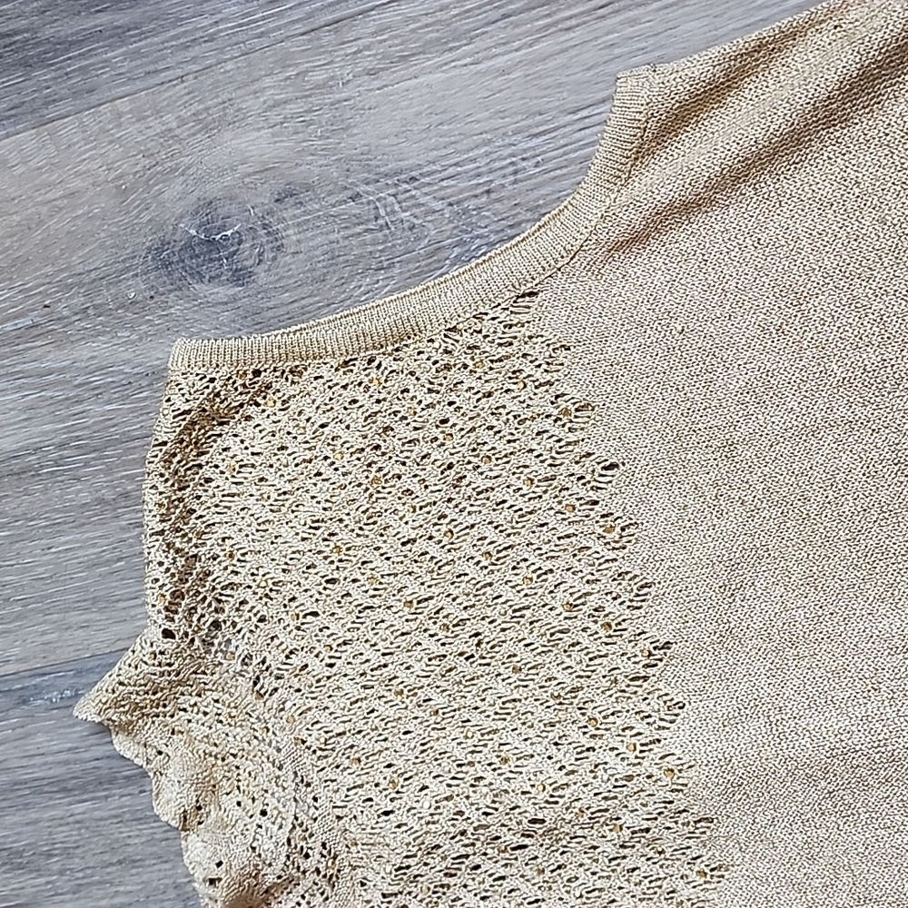 St. John Metallic Gold Sleeveless Blouse - Picture 4 of 16
